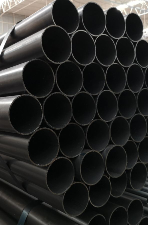 The MS ERW/ GI Pipes stacked as a pile