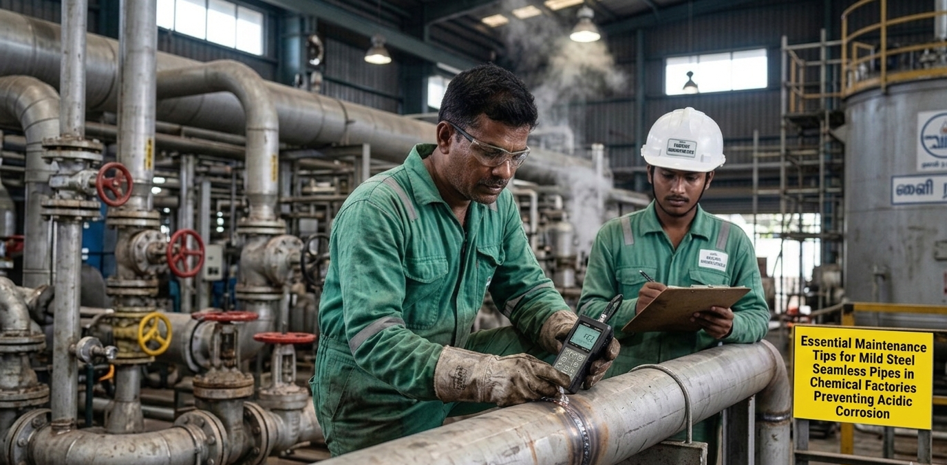 Maintenance of Mild Steel Seamless pipes in Salem chemical factory to prevent acidic corrosion by Black build tech
